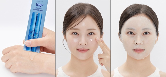 VT-Cosmetics-Hydrop-Reedle-Shot-100hL-2Step-Mask-Anwendung